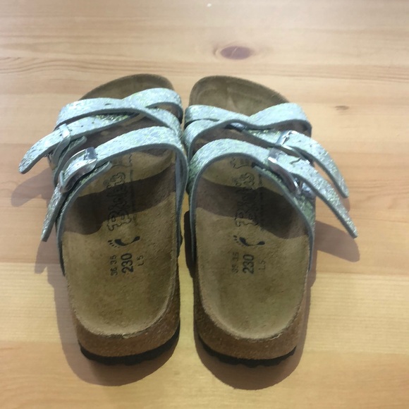 New Birkenstock Metallic Silver & Green Sandals - Picture 5 of 5